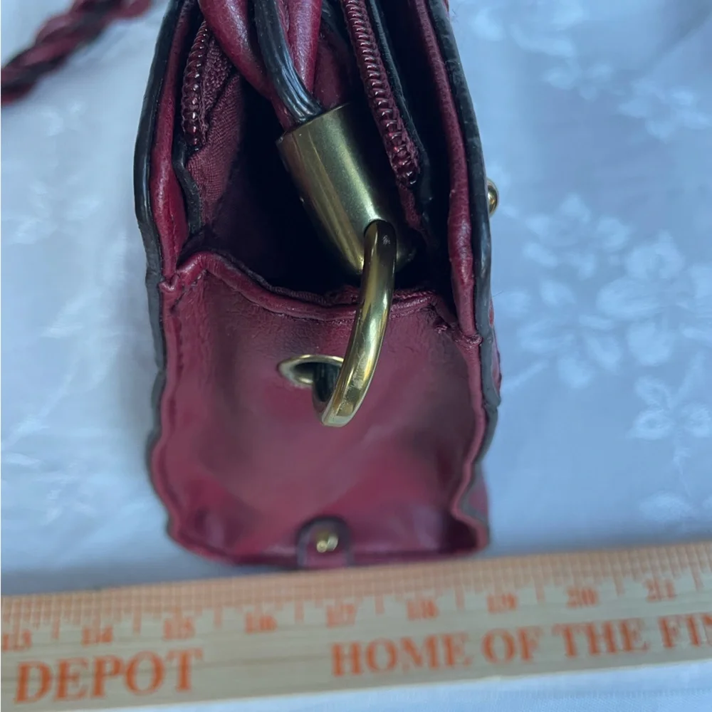 Relic Fossil Windsor Shoulder Bag Purse Vegan Leather Burgundy Braided Strap